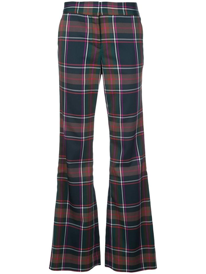 Prabal Gurung Checked Bootcut Trousers - Blue
