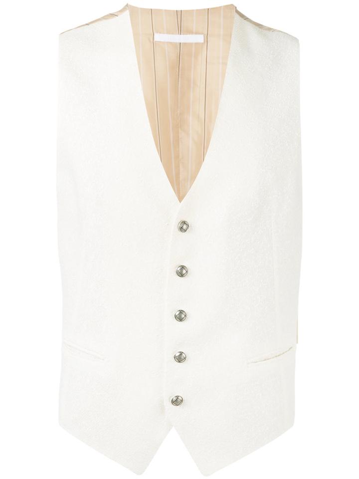 Tagliatore - Textured Waistcoat - Men - Cotton/linen/flax/polyamide - 52, Nude/neutrals, Cotton/linen/flax/polyamide