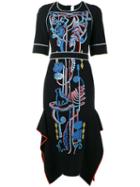 Peter Pilotto Embroidered Mid-length Dress, Women's, Size: 10, Black, Spandex/elastane/acetate/viscose