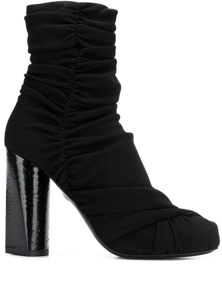 Roberto Cavalli Draped Design Boots - Black