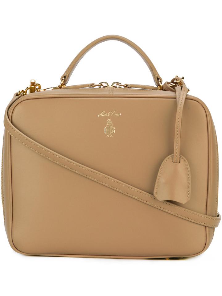 Mark Cross Laura Shoulder Bag, Women's, Nude/neutrals, Leather/cotton