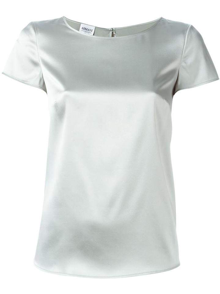 Armani Collezioni Silk T-shirt, Women's, Size: 46, Green, Silk/spandex/elastane