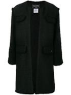 Chanel Pre-owned Frayed Open Coat - Black