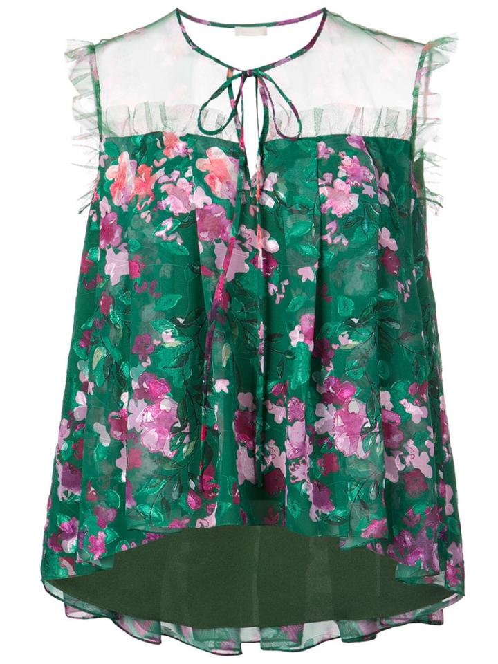 Marchesa Notte Floral Blouse - Green