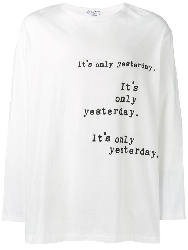 Yohji Yamamoto Slogan Print Long-sleeve Top - White