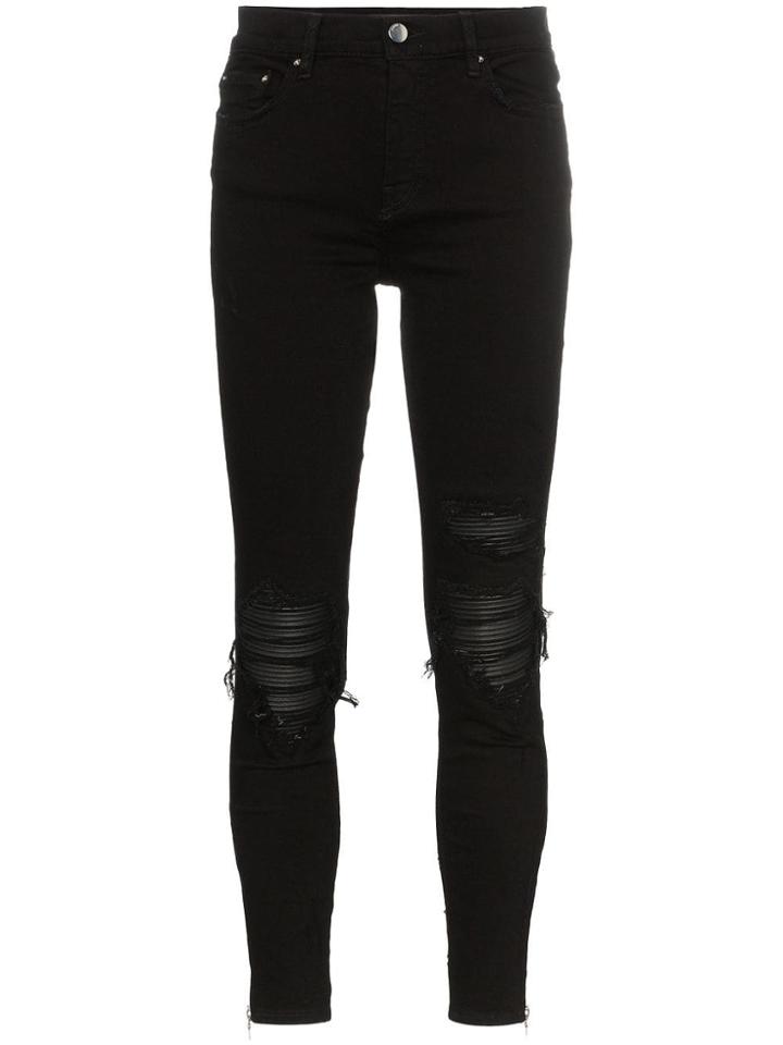 Amiri Distressed Detail Ribbed Knee Skinny Jeans - Black