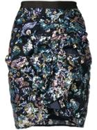 Self-portrait Floral Embroidered Skirt - Black
