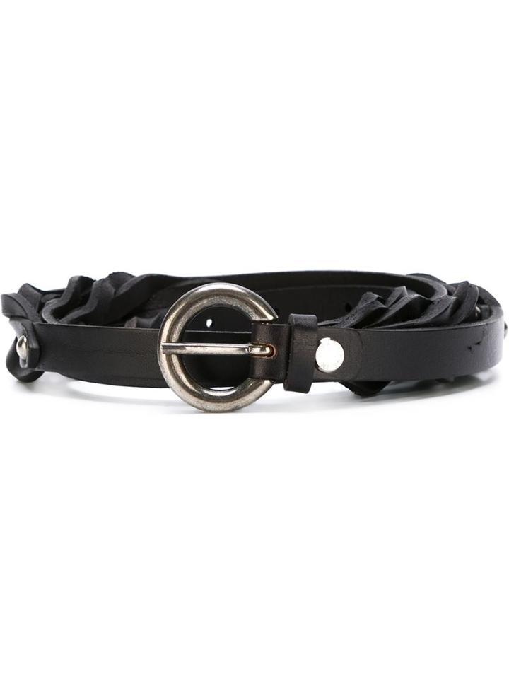 Al Duca D'aosta 1902 Woven Belt With Studding, Men's, Black, Leather