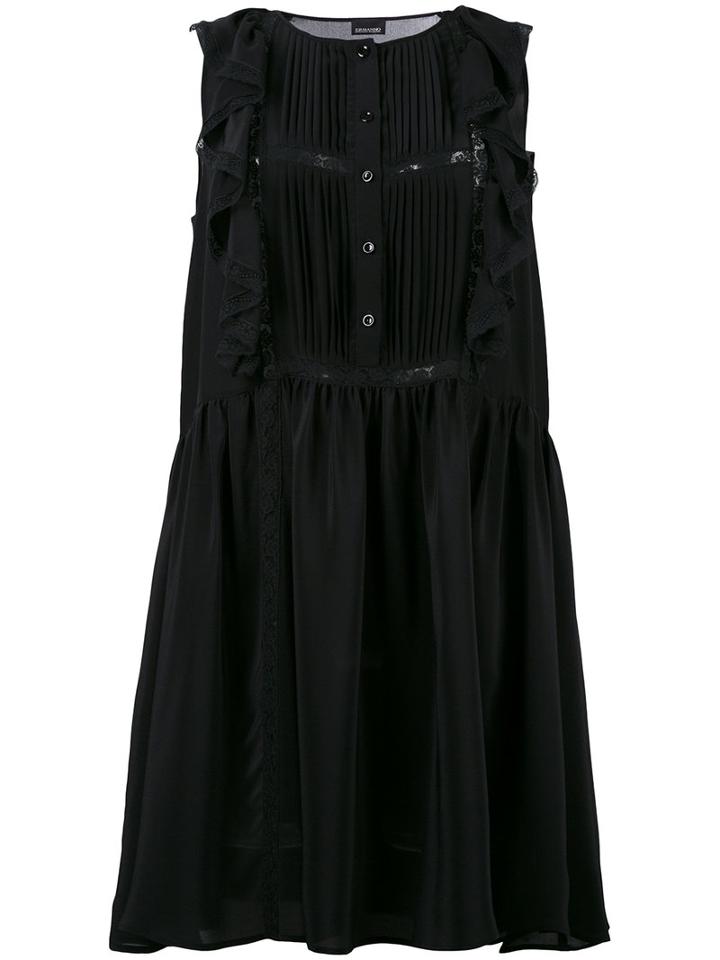 Ermanno Ermanno Frill Trim Dress, Women's, Size: 42, Black, Silk/cotton/polyamide
