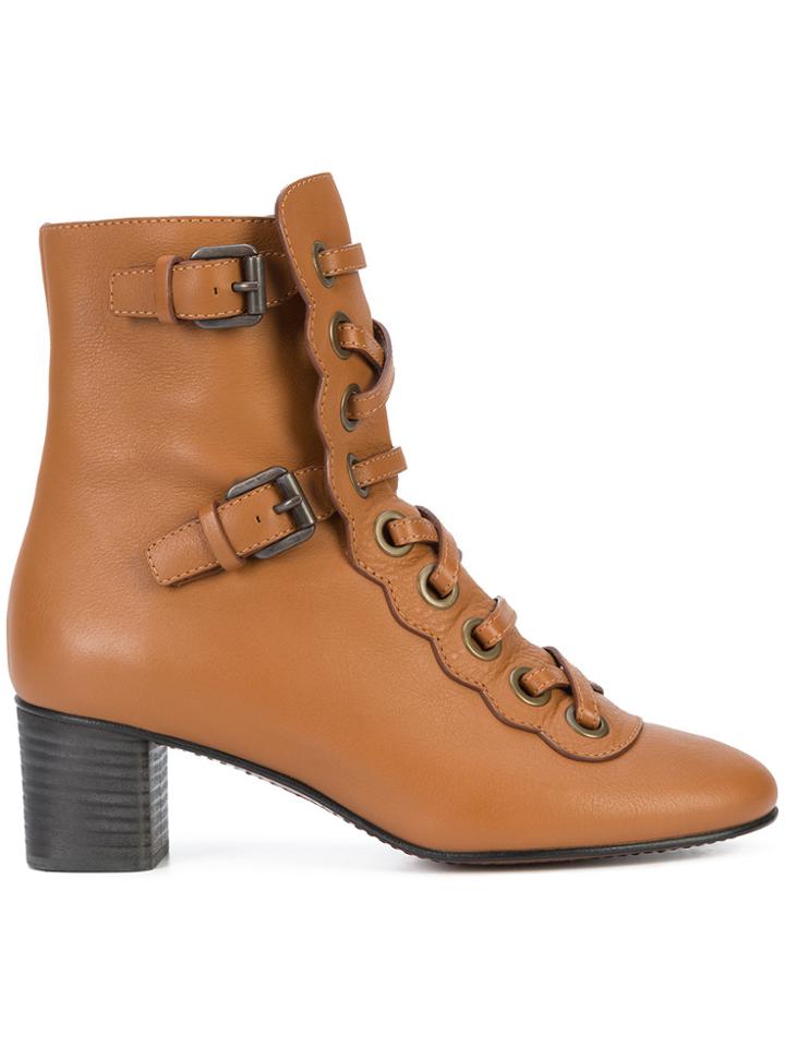 Chloé Orson Lace-up Boots - Brown