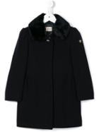 Armani Junior Faux Fur Collar Coat, Girl's, Size: 12 Yrs, Blue