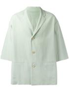 Qasimi Three-quarters Sleeve Boxy Jacket, Men's, Size: 46, Green, Linen/flax/viscose