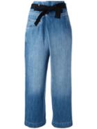 Brunello Cucinelli Wide-legged Cropped Trousers, Women's, Size: 42, Blue, Cotton