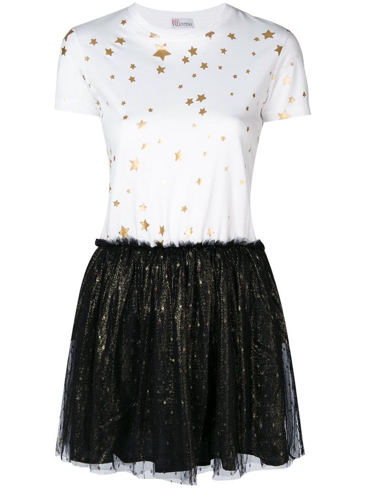 Red Valentino - Star Printed T-shirt Tutu Dress - Women - Cotton/polyamide/polyester - M, Black, Cotton/polyamide/polyester