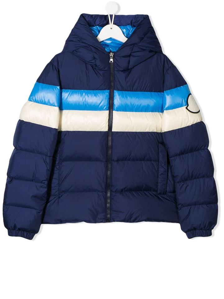 Moncler Kids Teen Colour Block Puffer Jacket - Blue