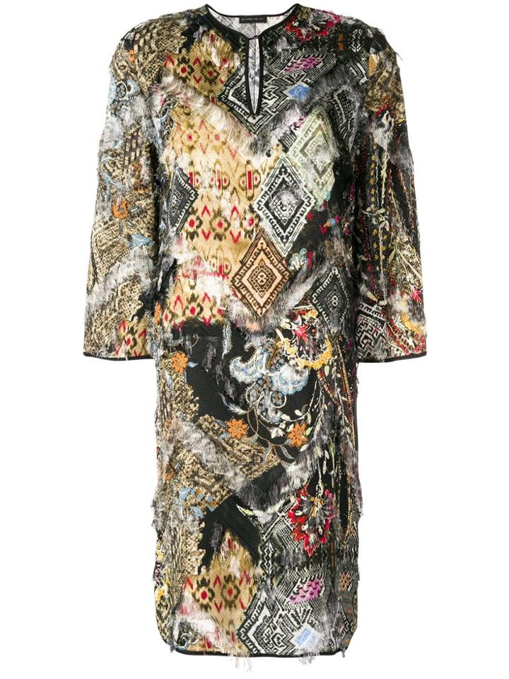 Etro Frayed Abstract Print Dress - Black