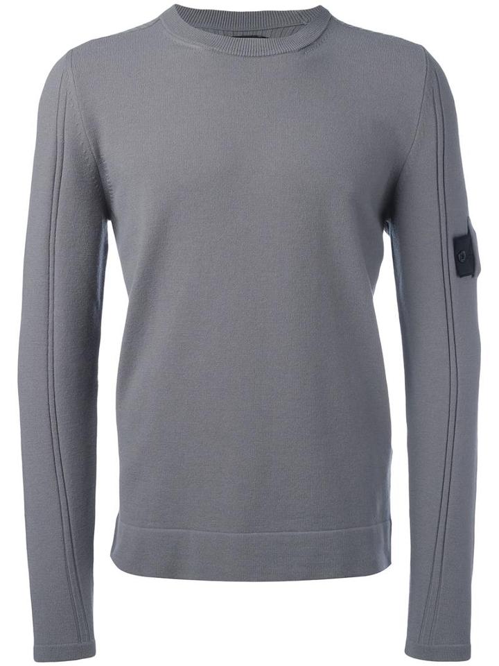 Stone Island Shadow Project Removable Arm Badge Jumper, Men's, Size: Xxl, Grey, Polyester/wool