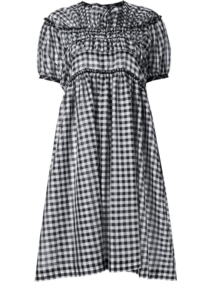 Comme Des Garçons Tricot Gingham Print Midi Dress, Women's, Size: Small, White, Silk/polyester