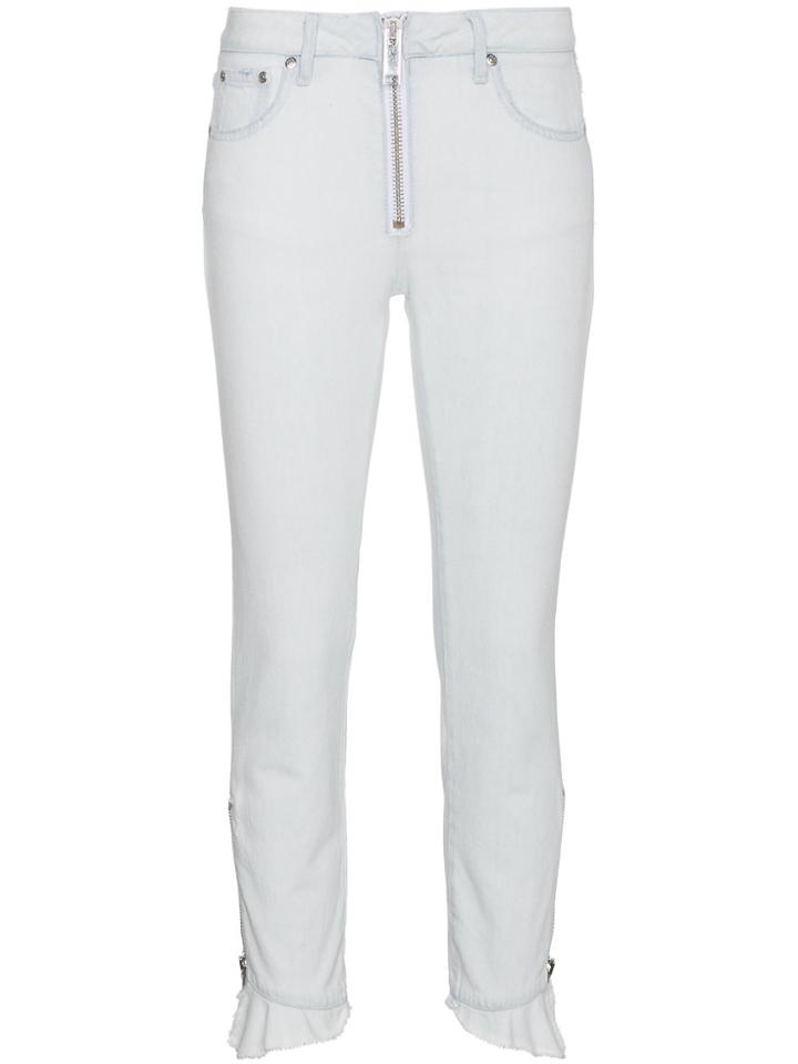 Msgm Ruffle Hem Cropped Jeans - Blue
