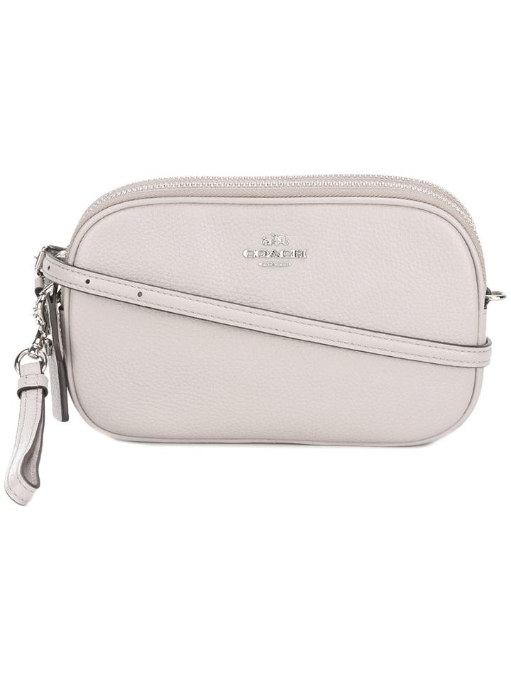 Coach - Logo Plaque Crossbody Bag - Women - Leather - One Size, Women's, Grey, Leather