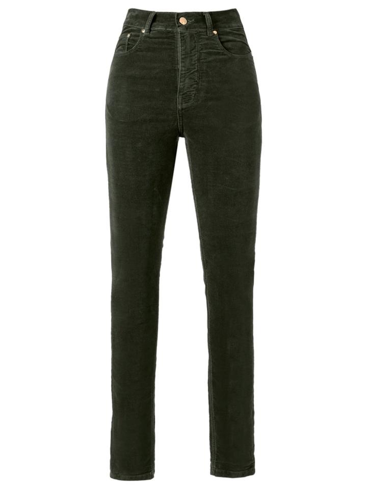 Amapô High Waist Velvet Skinny Trousers - Green