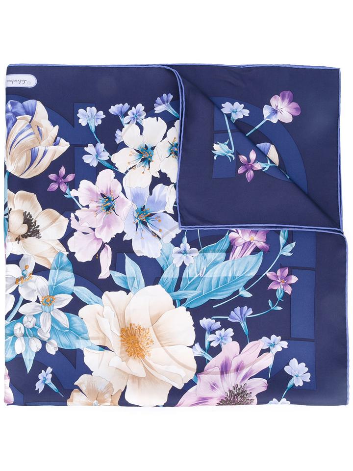 Salvatore Ferragamo - Floral Scarf - Women - Silk - One Size, Blue, Silk