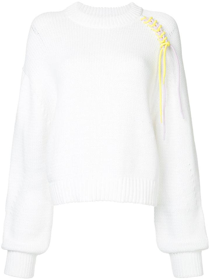 Tibi Lace-up Cropped Jumper - White