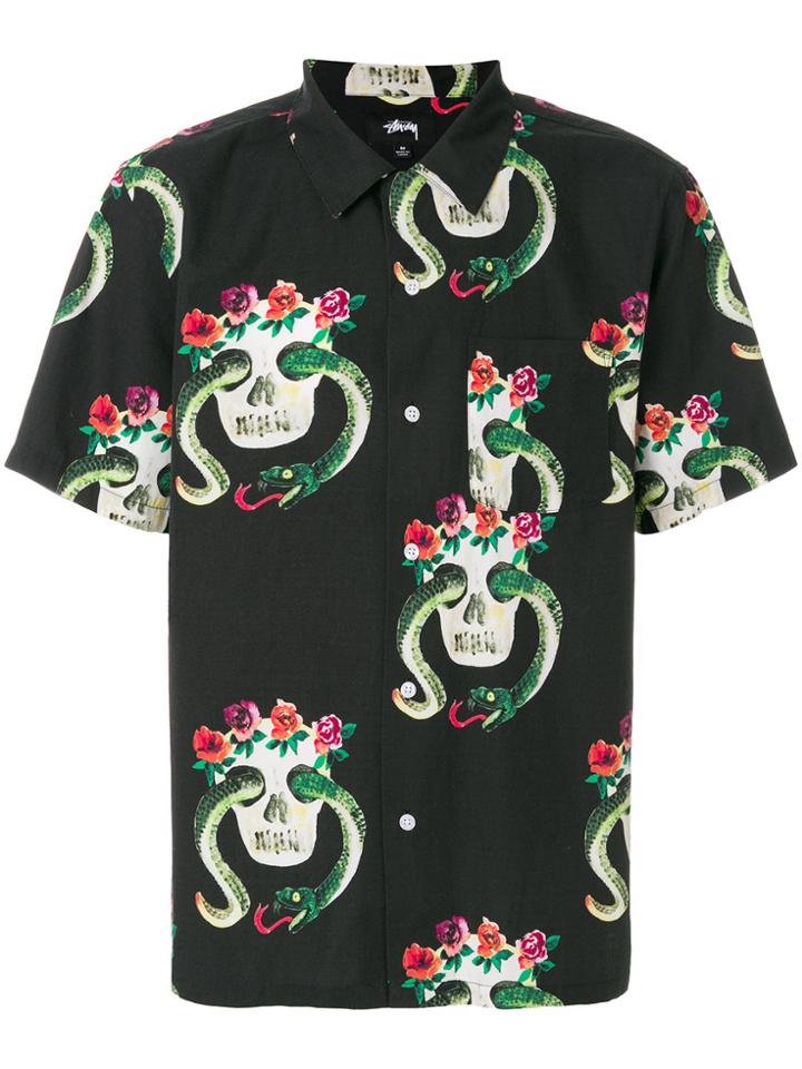 Stussy Skull Pattern Shirt - Black
