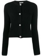 Miu Miu Cashmere Crystal Button Cardigan - Black