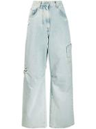 Off-white Oversized Tomboy Bleach-wash Jeans - Blue