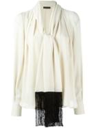 Plein Sud Bow Tie Collar Blouse, Women's, Size: 38, Nude/neutrals, Silk