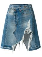 R13 Asymmetric Side Slit Denim Skirt - Blue