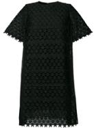 Muveil Embroidered Flared Dress - Black