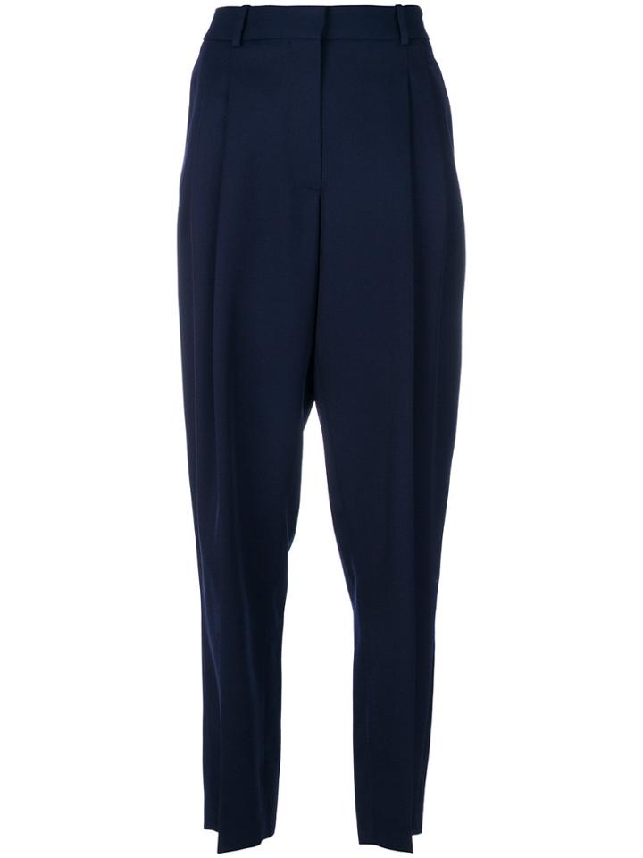 Victoria Beckham High Waisted Pleat Detail Trousers - Blue