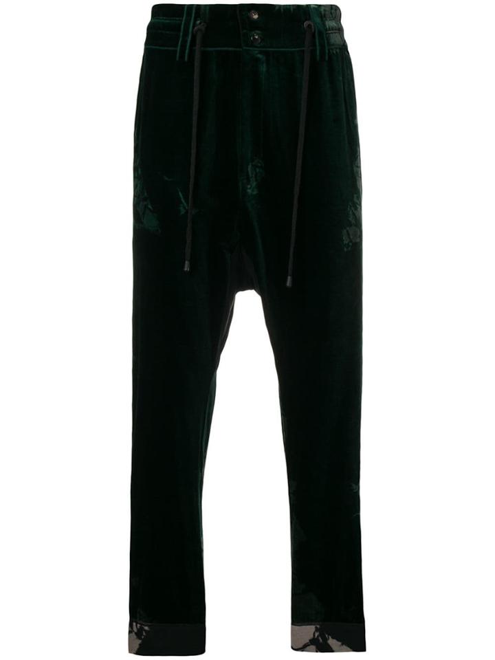 Di Liborio Drop-crotch Velvet Trousers - Green