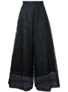 Taro Horiuchi Lace Detail Cropped Pants, Women's, Black, Polyester