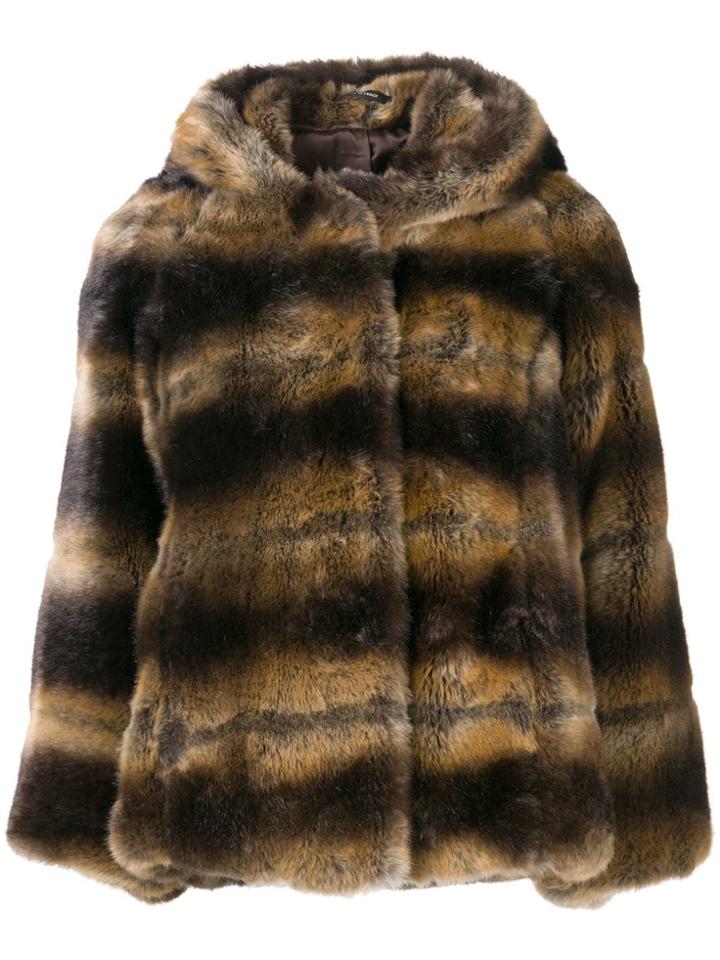 Tagliatore Faux Fur Hooded Jacket - Brown