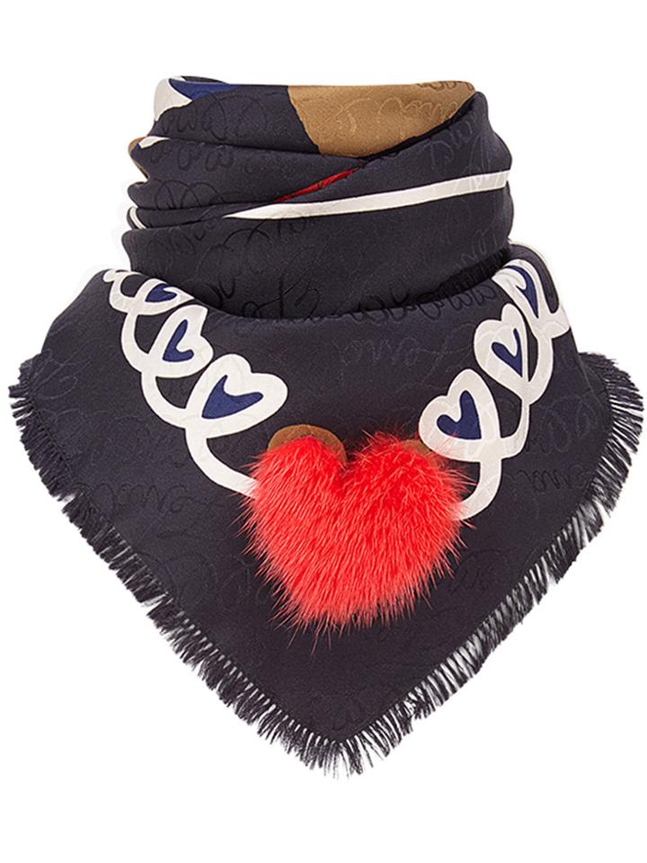 Fendi Touch Of Fur Foulard Scarf - Black