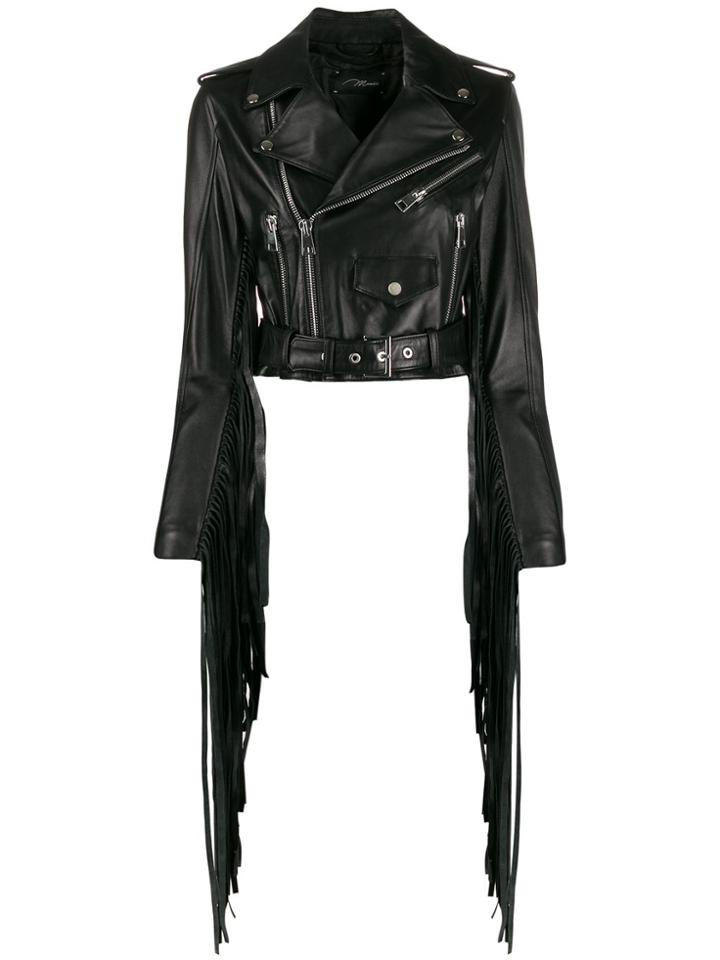 Manokhi Fringed Biker Jacket - Black
