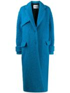 Msgm Single-breasted Oversized Coat - Blue