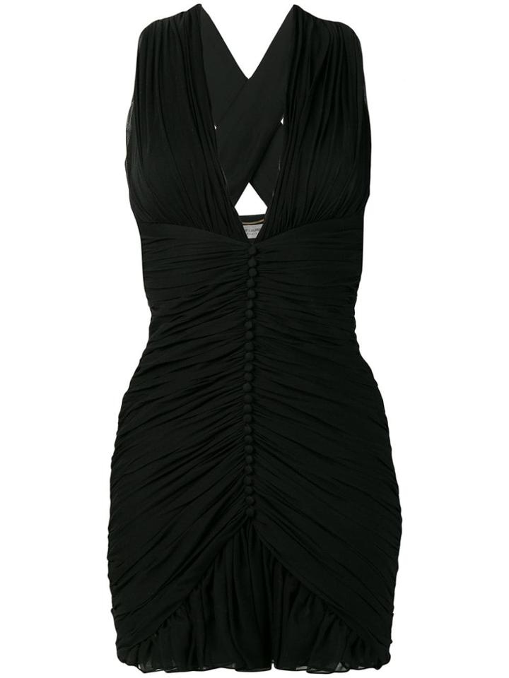 Saint Laurent Ruched-effect Dress - Black