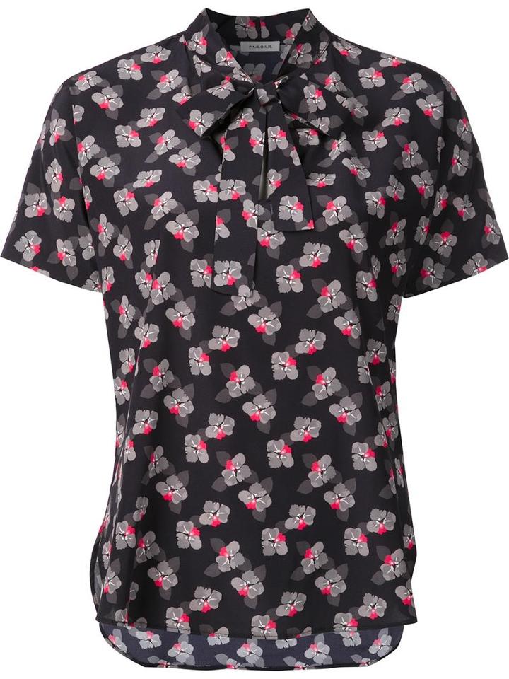 P.a.r.o.s.h. Shortsleeved Floral Blouse, Women's, Size: 40, Black, Silk/spandex/elastane