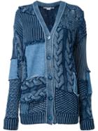 Stella Mccartney - Patch Detail Oversized Cardigan - Women - Cotton/spandex/elastane - 38, Blue, Cotton/spandex/elastane