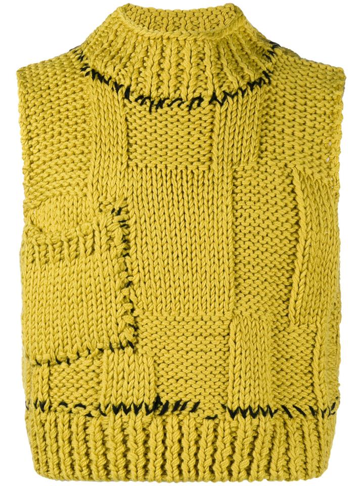 Raf Simons Cropped Knitted Sweater Vest - Yellow & Orange