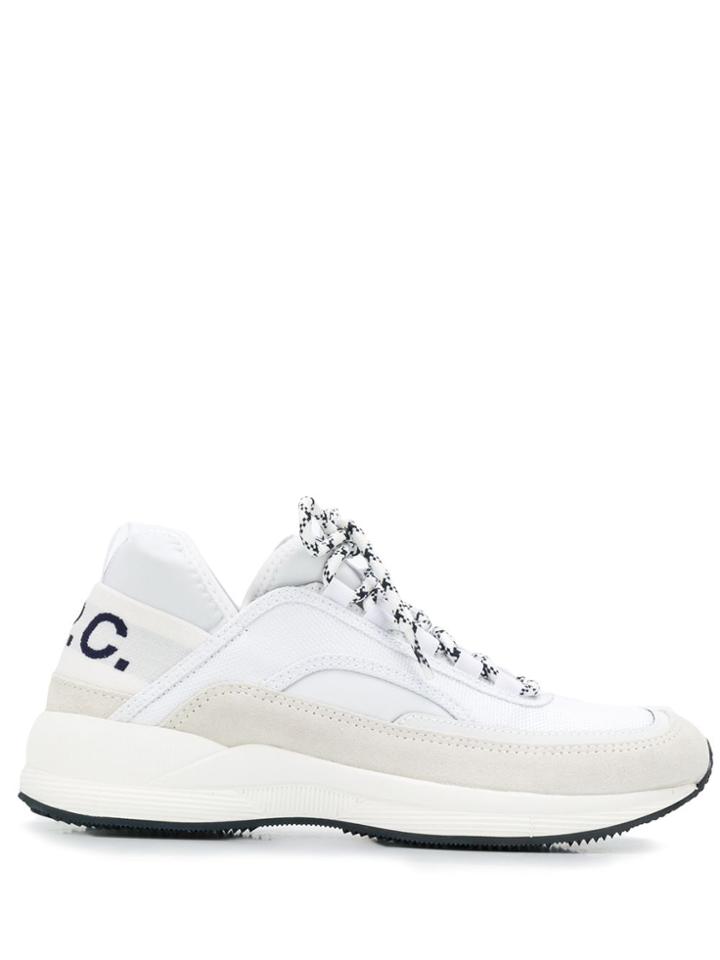 A.p.c. Lace-up Logo-band Sneakers - White