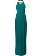 Marchesa Notte Embellished Neck Gown - Green