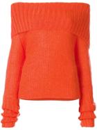 Mcq Alexander Mcqueen Off-the-shoulder Chunky Knit Jumper - Yellow &