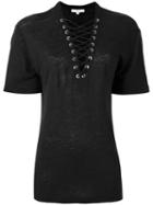 Iro - Lace-up T-shirt - Women - Linen/flax - M, Women's, Black, Linen/flax