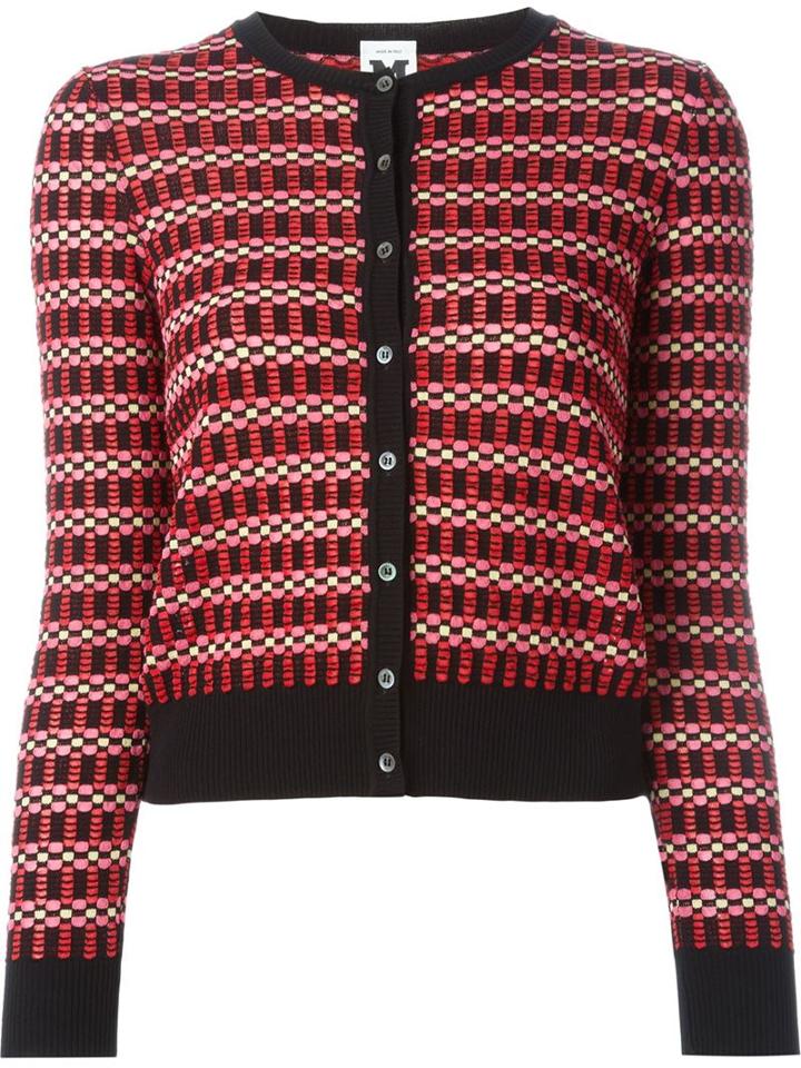 M Missoni Contrast Trim Plaid Button Down Cardigan