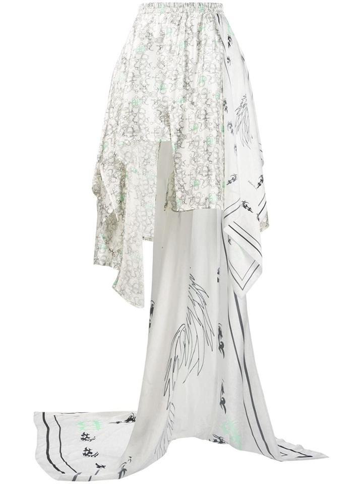 Barbara Bologna Contrast Panel Handkerchief Skirt - White